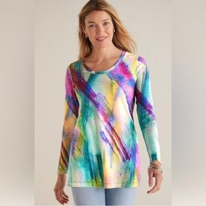Soft Surroundings Dale Abstract Watercolor tunic top size XS